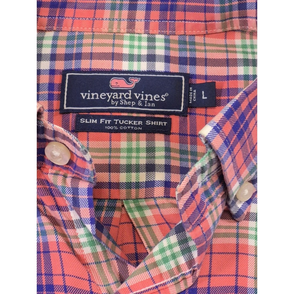 Vineyard Vines Men's L Slim Fit Tucker Shirt Button Down Pastel Multi Plaid - Picture 3 of 7